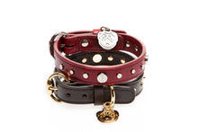 Load image into Gallery viewer, &quot;Dante&quot; Italian leather dog collars with custom pug face pendant.