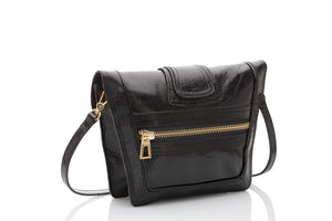 Sauvage black leather convertible clutch