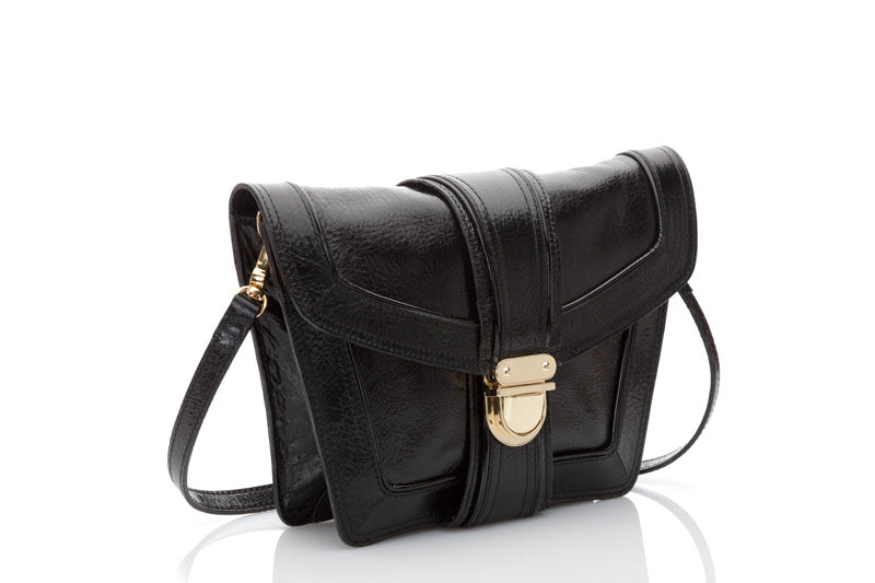 Sauvage black leather convertible clutch