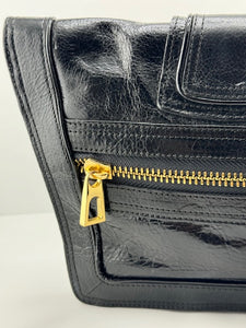 Sauvage black leather convertible clutch