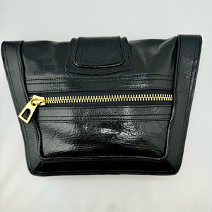 Sauvage black leather convertible clutch