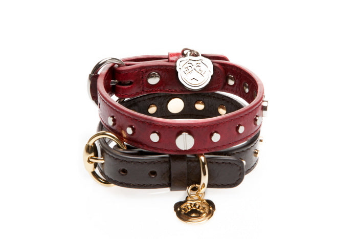 Small Dog Collar in Cognac Leather (Made in Italy)
